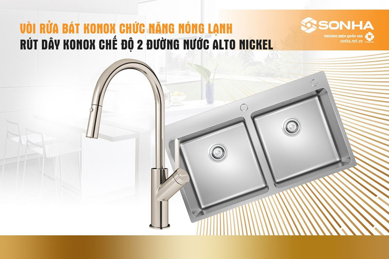 Mua chậu Konox 8850 và vòi Konox Alto Nickel