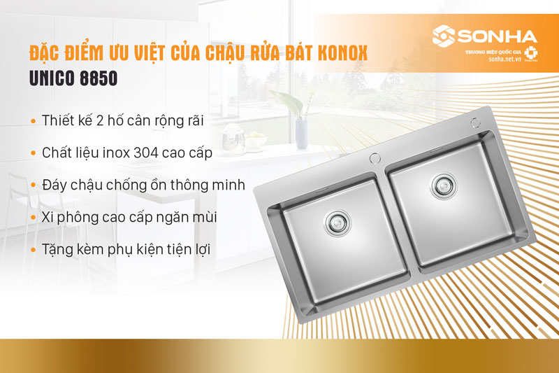 5 ưu điểm chậu Konox 8850 Topmount Unico