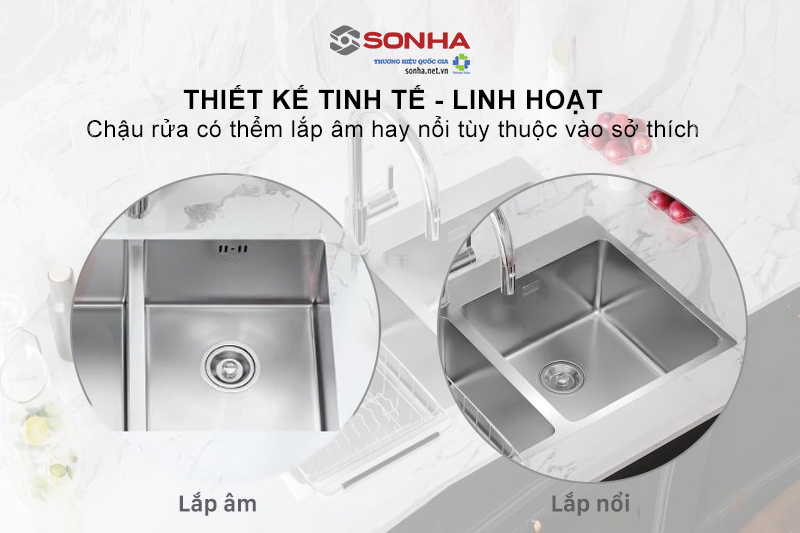 Thiết kế hiện đại và sang trọng, lắp âm/ lắp nổi linh hoạt mọi không gian