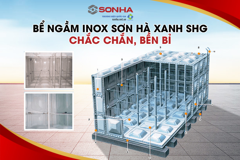 Bể nước inox chôn ngầm Sơn Hà Xanh 1500L có cấu tạo chắc chắn