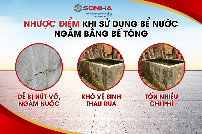 Nhược điểm khi sử dụng bể nước ngầm bằng bê tông truyền thống