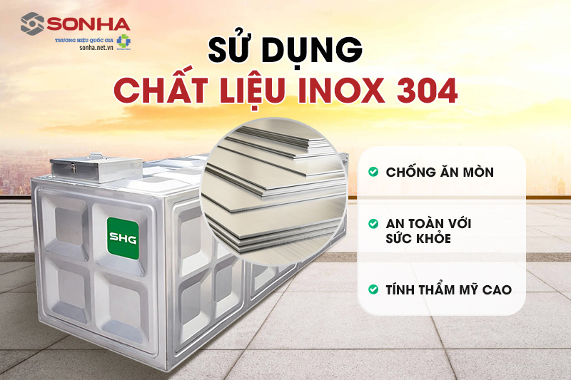 Sử dụng chất liệu inox 304 cao cấp