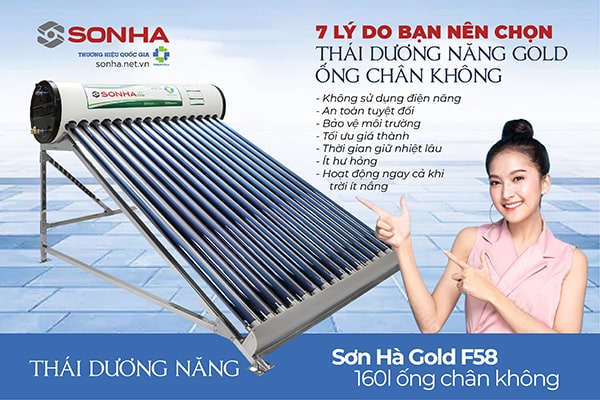 7 ưu điểm thái dương năng Sơn Hà Gold 160L ống chân không