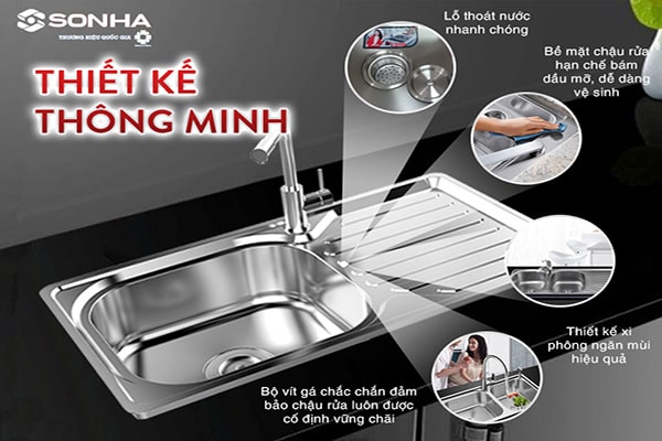 Chậu rửa bát Sơn Hà S79 thiết kế thông minh