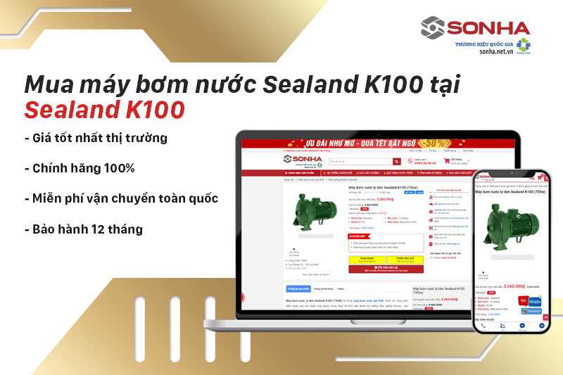 Mua máy bơm nước 750W Sealand K100 ở đâu giá tốt nhất?