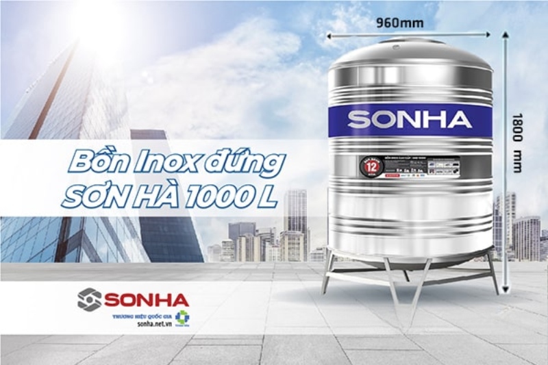 Bồn inox Sơn Hà 1000L đứng