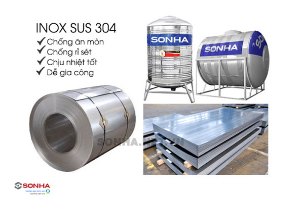 Bồn nước Sơn Hà 1500L được làm từ Inox 304