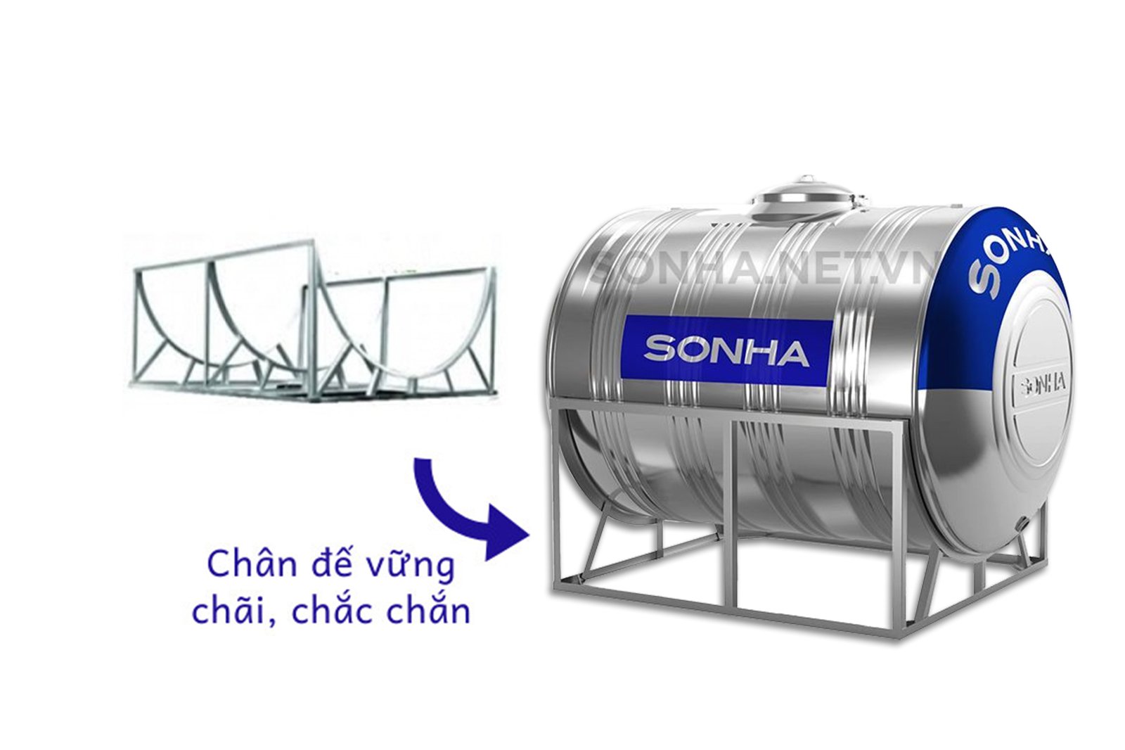 Chân đế chắc chắn giữ bồn vững chắc trên mái nhà