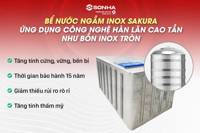 Bồn nước inox ngầm 8000L ứng dụng công nghệ hàn lăn 2 mặt