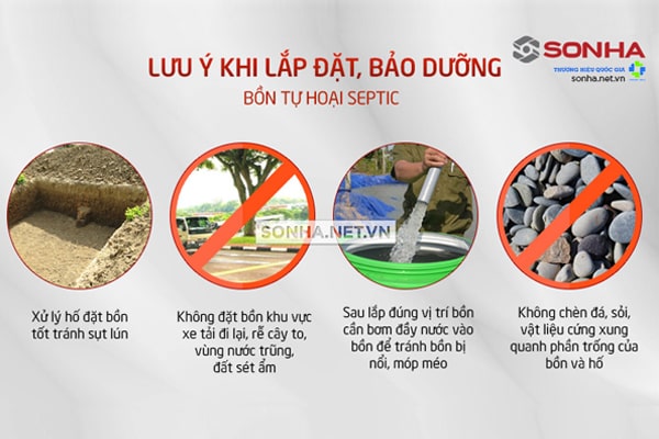 7 lưu ý bạn cần biết khi lắp đặt, bảo dưỡng bể phốt nhựa 2000L Sơn Hà