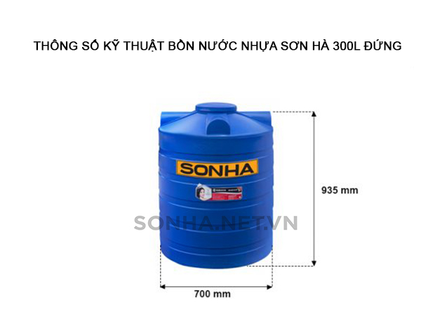 Kích thước bồn nước nhựa Sơn Hà 300l đứng