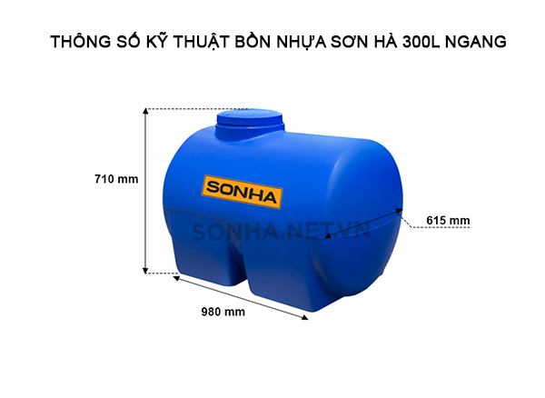 Hình ảnh bồn nước nhựa Sơn Hà 300l ngang