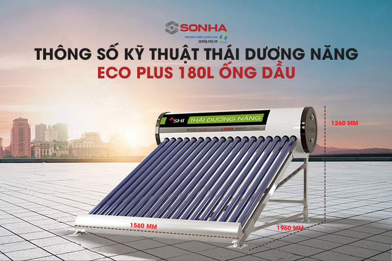 Thông số kích cỡ thái dương năng Eco 180 L