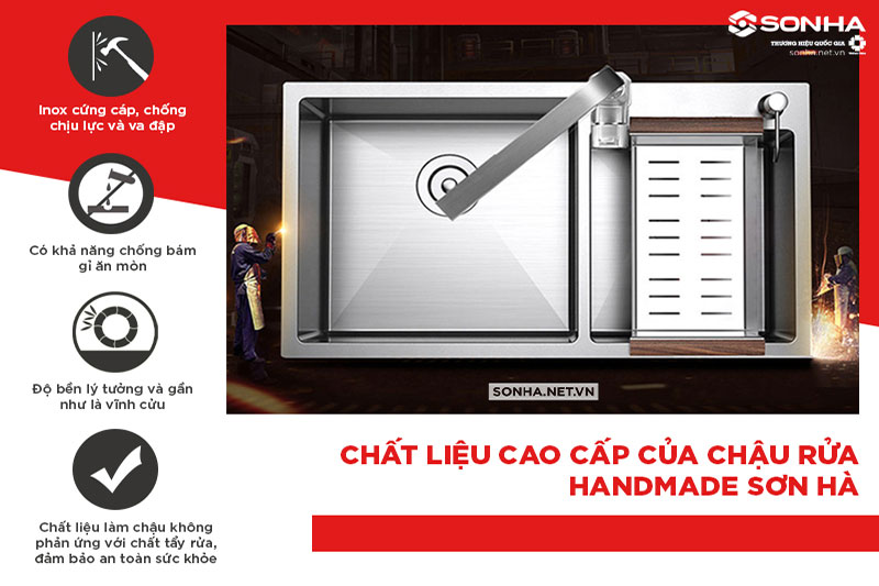 Chậu rửa bát Sơn Hà Luxury HM.X.2L.82.2.2 chất liệu cao cấp