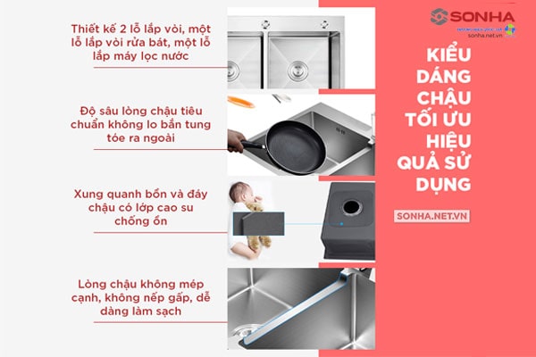 Chậu Handmade Sơn Hà 2 hố cân tối ưu hiệu quả sử dụng