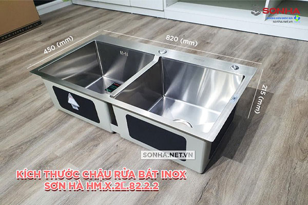 Kích thước chậu rửa bát sơn hà HM.X.2c.82.2.3