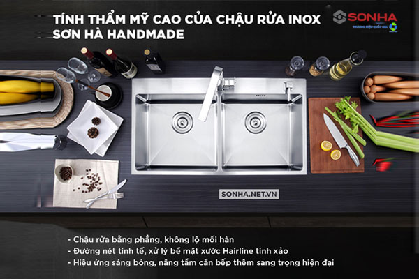 Chậu rửa bát 2 hố HM.X.2C.82.2.3 mang tính thẩm mỹ cao