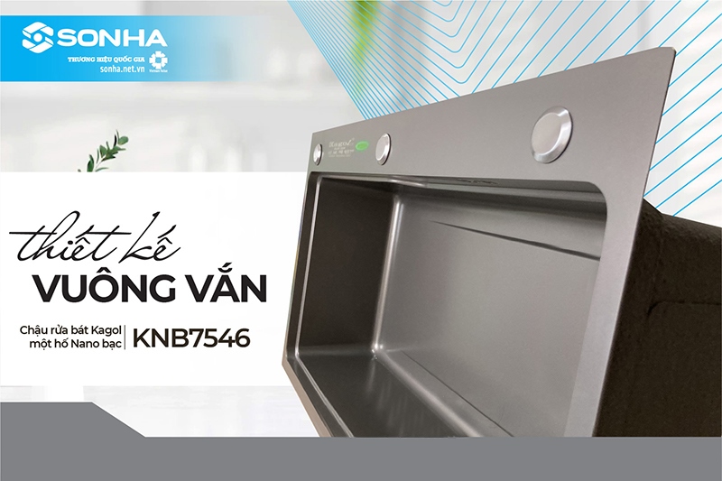 Bồn rửa chén Kagol KNB7546 thiết kế vuông vắn tạo sự khoẻ khoắn, chắc chắn