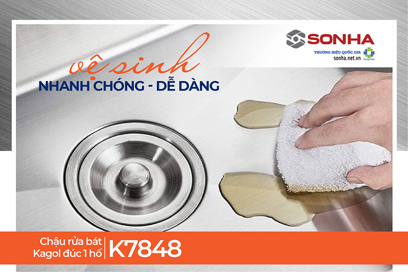 Dễ dàng vệ sinh chậu rửa Kagol K7848