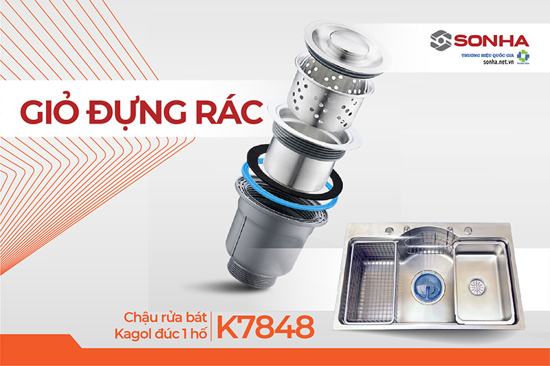 Giỏ lọc rác chậu rửa Kagol K7848 tiện lợi