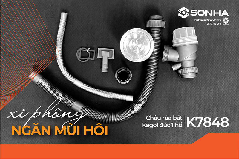 Xi phông chậu rửa bát Kagol K7848 làm từ nhựa cao cấp