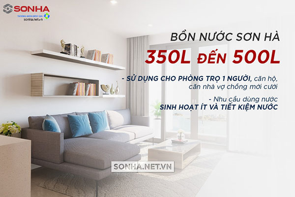 Dung tích bồn nước inox 350l, 500l