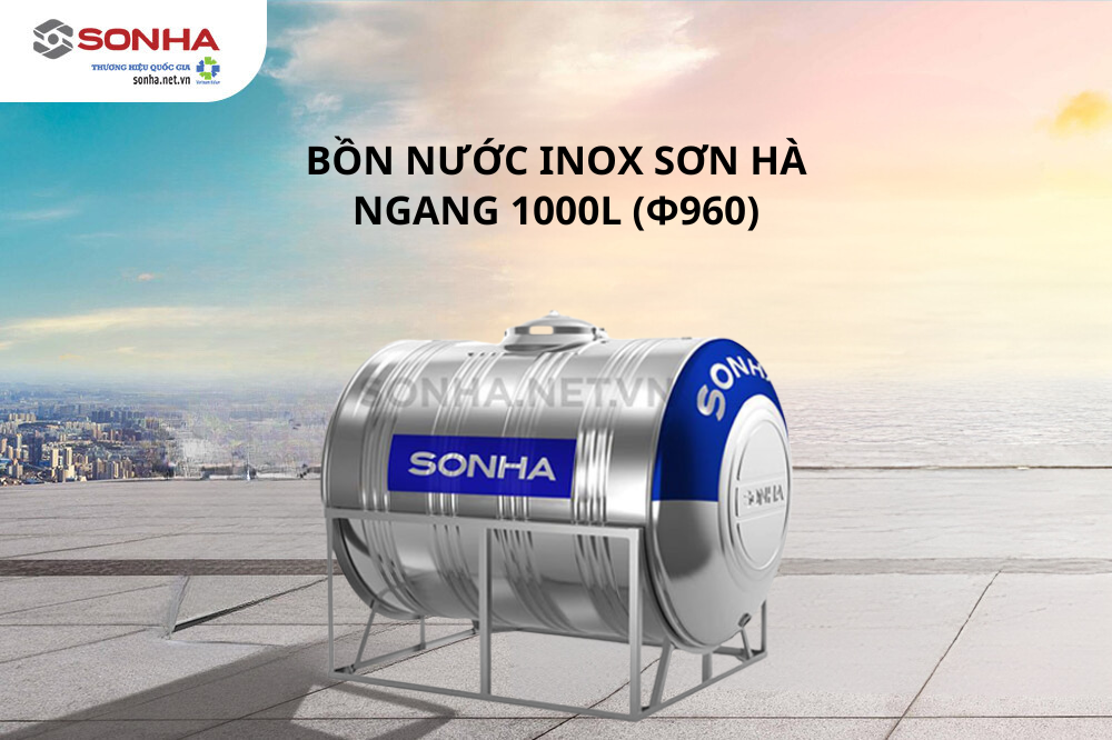 Bồn nước inox Sơn Hà ngang 1000L F960