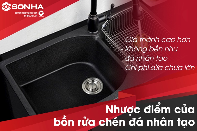 Nhược điểm của bồn rửa chén bằng đá nhân tạo