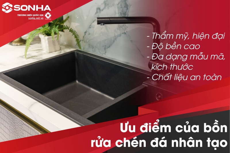 Ưu điểm của bồn rửa chén đá nhân tạo