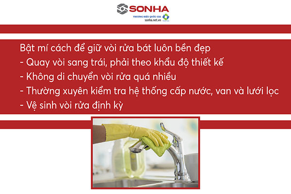 Cách vòi rửa chén bền đẹp