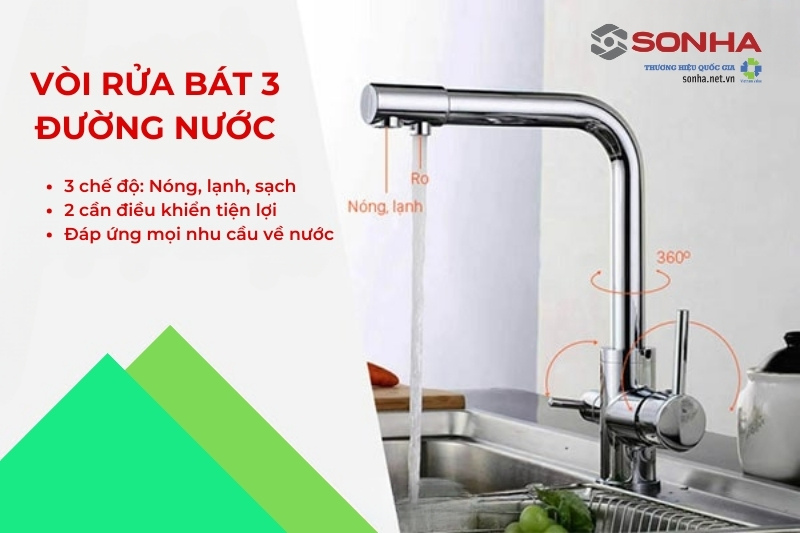 Ưu điểm của vòi rửa bát 3 đường nước