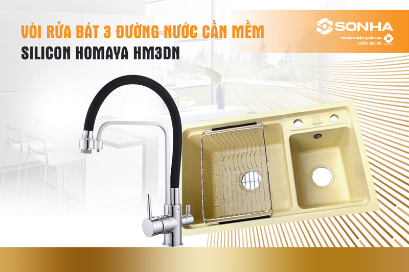 Bồn rửa chén đá Homaya HM2D8047 và vòi Silicon Homaya HM3DN