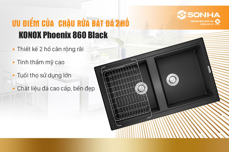 Ưu điểm vượt trội chậu đá Konox Phoenix 860 Black