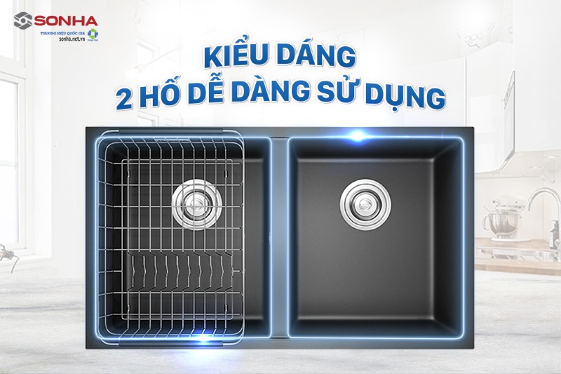 Kiểu dáng 2 hố dễ dàng sử dụng