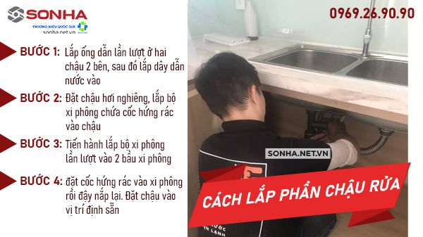 Cách lắp chậu rửa