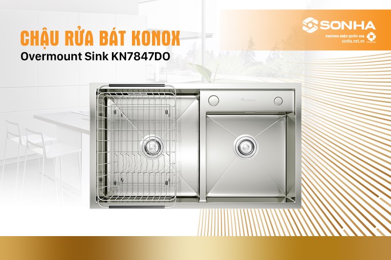 Chậu rửa bát 2 hố KONOX Overmount Sink KN7847DO