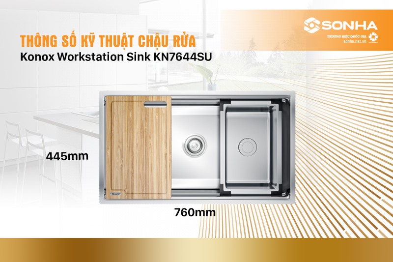 Thông số kỹ thuật Konox Undermount Sink KN7644SU Dekor