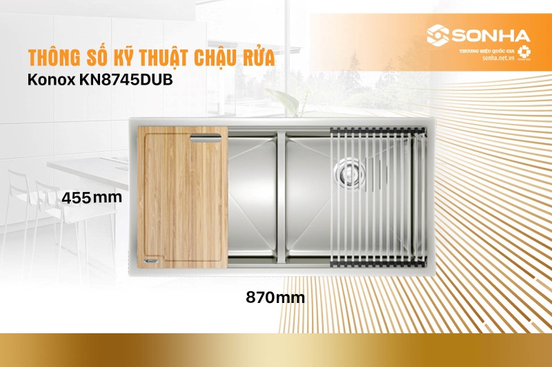 Thông số kỹ thuật chậu rửa bát Workstation Sink-Undermount Sink KN8745DUB