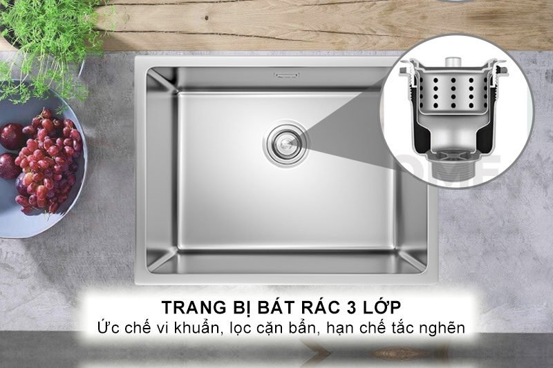 Bát rác 3 lớp lọc sạch cặn bẩn, thực phẩm và hạn chế tắc nghẽn