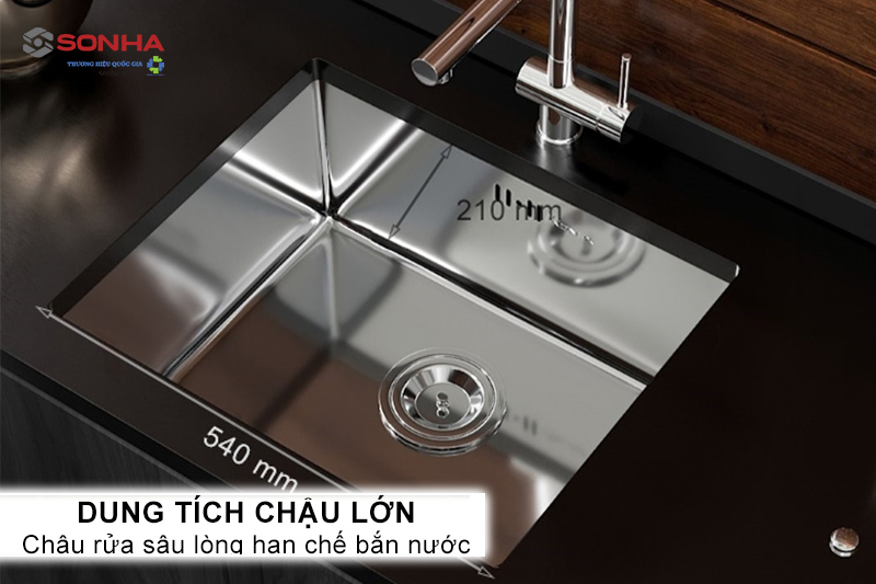 Chậu rửa bát 1 hố kích thước lớn sử dụng thoải mái