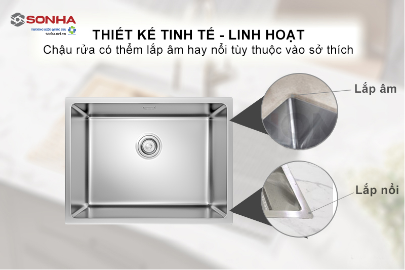 Không gian sang trọng tinh tế với thiết kế lắp âm và lắp nổi linh hoạt