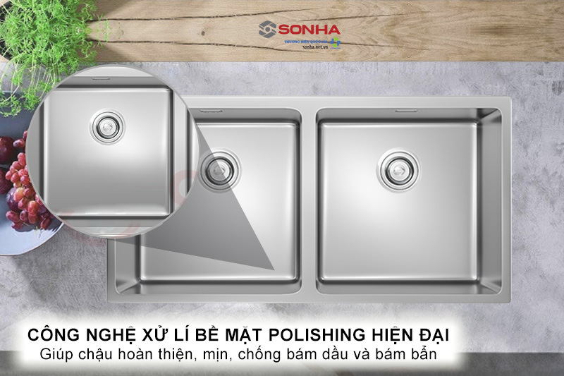 Bề mặt chống bám dầu, sáng bóng nổi bật nhờ công nghệ Polishing