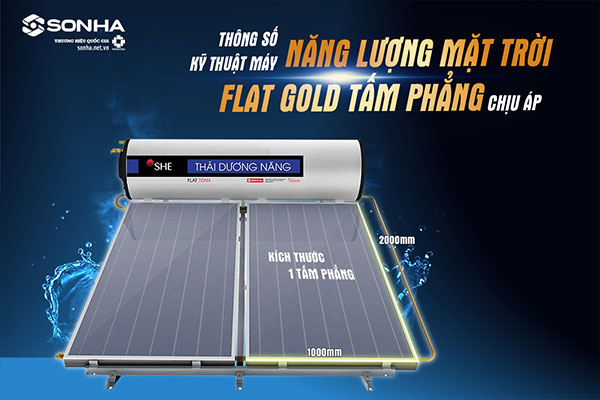 Kích thước bình năng lượng mặt trời Sơn Hà 300L Flat Gold tấm phẳng