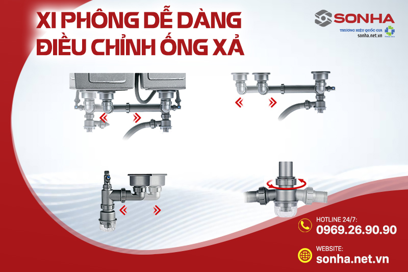 Xi phông dễ dàng điều chỉnh ống xả