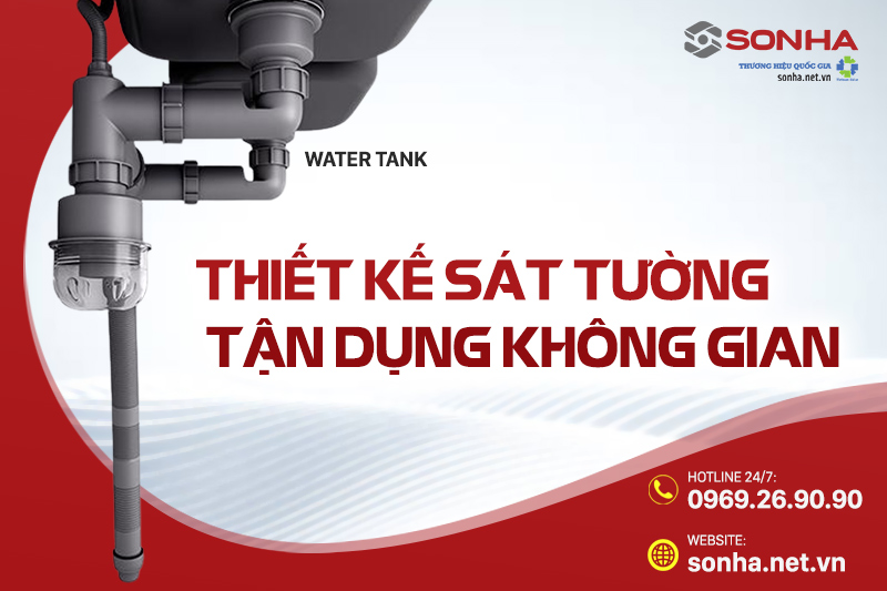 Xi phông chậu rửa bát thiết kế sát tường - tận dụng triệt để không gian