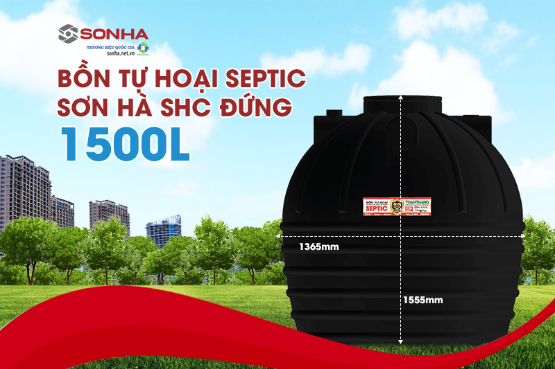 Bồn tự hoại septic Sơn Hà SHC đứng 1500L