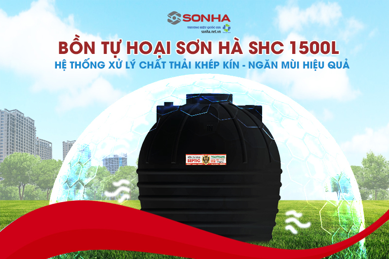 Bồn tự hoại SHC 1500L chống tràn, ngăn mùi hiệu quả