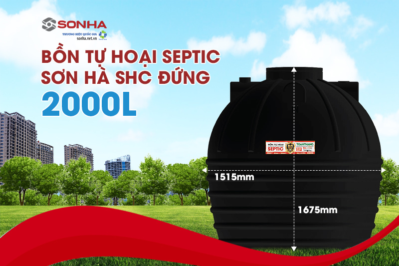 Bồn tự hoại septic Sơn Hà SHC đứng 2000L