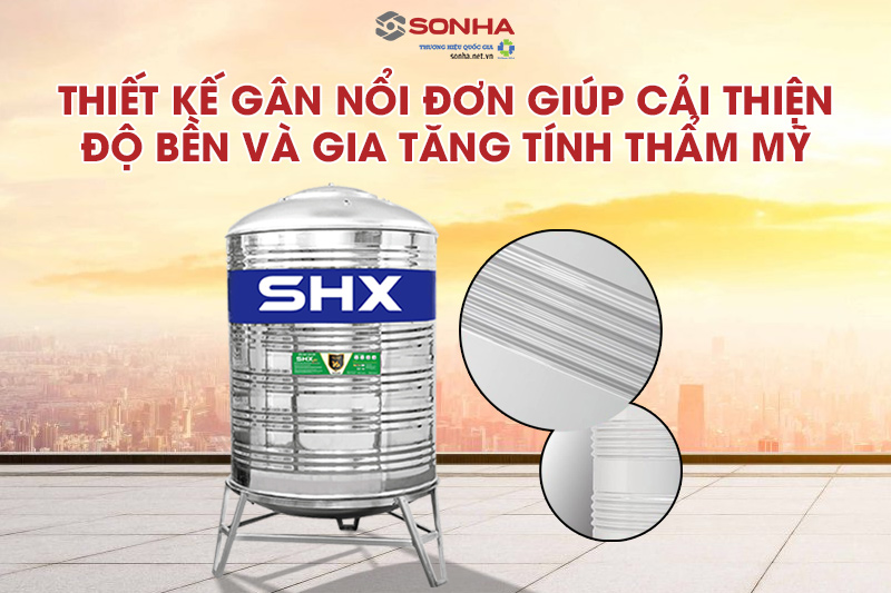 Bồn nước inox SHX đứng 500L được cải tiến tối ưu về thiết kế