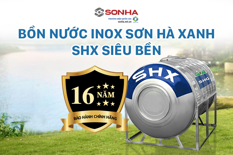 Bồn nước inox Sơn Hà Xanh SHX 500L mẫu ngang F720